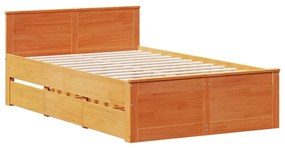 barna tömör fenyőfa fejtámlás ágykeret matrac nélkül 120x200 cm