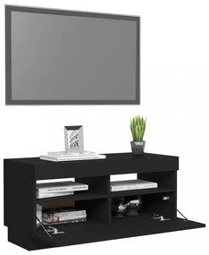 fekete TV-szekrény LED-lámpákkal 80 x 35 x 40 cm