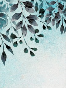 Fotótapéta Levelek Akvarellek szürke-kék vinil 184x254 +ragasztó