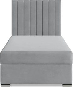 Agen egyszemélyes ágy, bársony, ágyneműtartóval, szürke