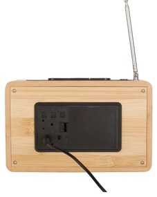Retro bambusz ébresztőóra rádióval - Karlsson