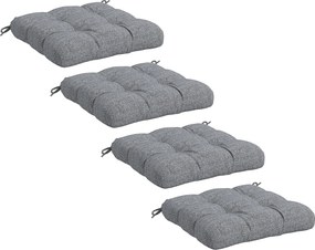 Outsunny 48x48x10 cm-es Esernyőtartó Székpárna Szett - 4 db Vízhatlan és UV-ellenálló Kerti Székpárna 2 Szürke Rögzítő Zsinórral | Aosom