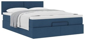 Ottomán ágy matraccal kék 140x190 cm szövet