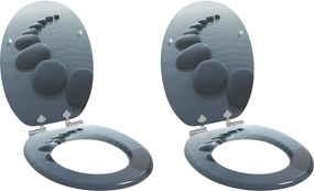 vidaXL Lágy záródású WC ülőke 2 pcs Szürke 44 x 38 cm MDF lap