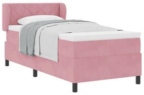 Boxspring Ágy Matrac Rózsaszín 90x190 cm Bársonyos