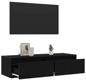 TV szekrény LED világítással fekete tölgy 100X35,5x25 cm