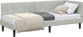 vidaXL Sarokágy keret fejtámlával Világosszürke 80 cm x 200 cm Bársony