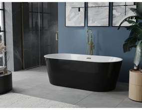 Mexen Luna, szabadon álló kád 170 x 80 cm, fehér-fekete, arany fényes túlfolyó, 52031708075-50