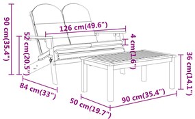 4 részes tömör akácfa kerti Adirondack ülőgarnitúra