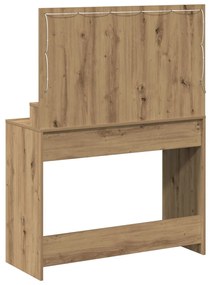 Sminkasztal LED fényekkel Mesterséges tölgyből, 100x41x135 cm