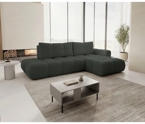 Ággyá alakítható, jobb oldali, L-alakú kárpitozott ülőgarnitúra ALMADA, antracit, tárolóhellyel