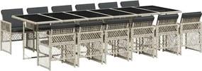 vidaXL 13 részes szürke polyrattan kerti étkezőgarnitúra párnákkal