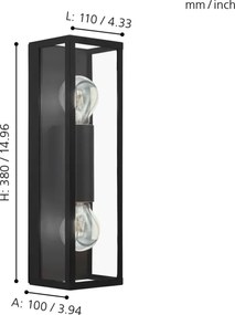 Eglo 99124 - Fürdőszobai fali lámpa AMEZOLA 2xE27/60W/230V IP44