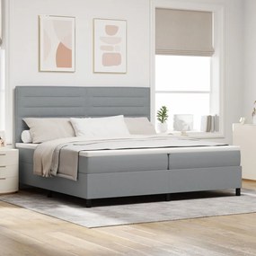 Box Spring Ágy Matrac Világosszürke 200x200 cm Szövet