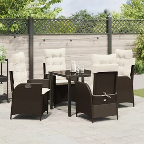 5 darabos kertidining szett párnákkal barna poli rattan