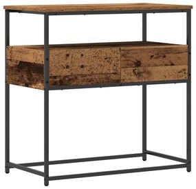 Konzol Asztal Régi Fa 75x40x75 cm Mérnöki Fa és Acél