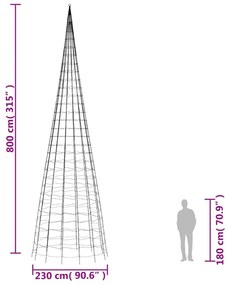 hideg fehér LED karácsonyfa zászlórúdra 3000 LED 800 cm