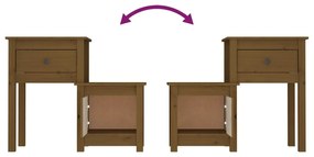 Mézbarna tömör fenyőfa éjjeliszekrény 79,5 x 38 x 65,5 cm