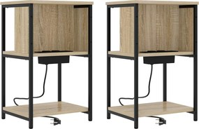 vidaXL Éjjeliszekrény 2 pcs Sonoma tölgy 38 x 31 x 61 cm Faanyag