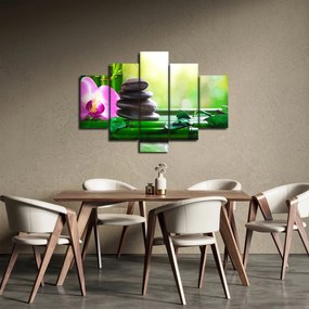 Kép a masszázs kövek és orchideák a vízen (150x105 cm)
