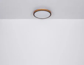 Globo 41764-24 Mennyezeti lámpa, matt fekete fém, barna fa, akril fehér, lépcsős kapcsoló, 3000-4500-6000K kapcsoló a terméken, ø: 437mm, M: 110mm, inkl.LED 24W 230V,1000lm, CCT 3000/4500/6000K