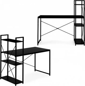Íróasztal polccal LOFTY 120x60 cm, fekete