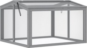 Outsunny Hidegkeretű Üvegház Ültetőágy Fedéllel, Fából és Polikarbonátból, Időjárásálló, Világosszürke, 90 x 80 x 58 cm | Aosom