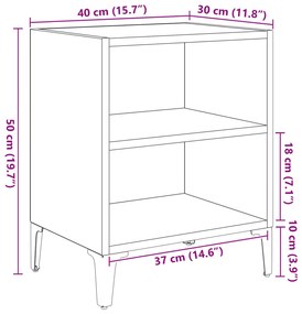 Éjjeli Szekrények 2 db Fekete Tölgy 40x30x50 cm Mérnöki Fa