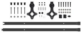 Fekete acél tolóajtó fémszerelék készlet 213,5 cm