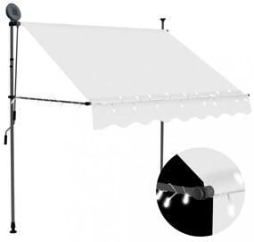 krémszínű kézzel kihúzható LED-es napellenző 150 cm