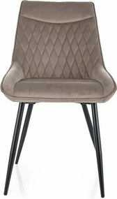 Kárpitozott szék Achat Velvet fekete/sötét Bézs Sig