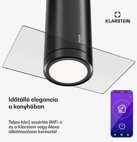 Klarstein Beretta Premium Smart, sziget páraelszívó, 544 m³/h, alkalmazás, elszívás/légkeringetés, LED, aktívszenes szűrő