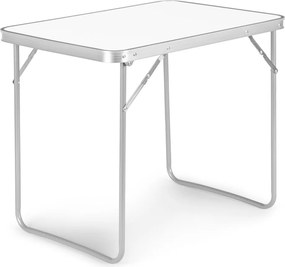 Kerti asztal, MultiGarden GMFC-FY8060, fehér, 80 x 60 cm, összecsukható, magasság: 70 cm, bőrönddé hajtható, hordfogantyúval, teherbírás: 30 kg