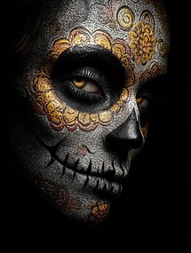 Vászonkép Canvas Portré Arc Mexikó Halottak Ünnepe Koponya 60x80