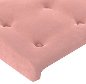 rózsaszín bársony LED-es fejtámla 180x5x118/128 cm