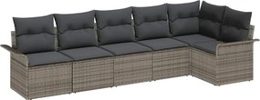vidaXL Kerti Kanapé Szett párnával tárolóval 6 pcs Szürke Poli rattan