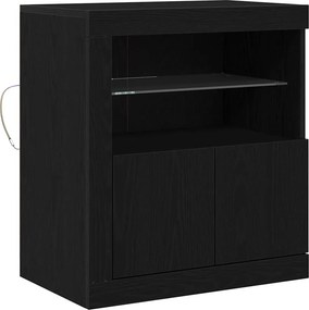 vidaXL LED tálaló LED -es lámpákkal Fekete 60,5 x 37 x 67 cm Faanyag