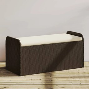 vidaXL barna polyrattan tárolópad párnával 115 x 51 x 52 cm