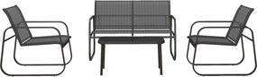 Outsunny Kerti Bútor Szett 4 db, Kerti Szett 1 Kétüléses Kanapéval, 2 Székkel és 1 Kávézóasztallal, Ülőgarnitúra, Balkoni Bútor Szett Teraszra, Hálós,