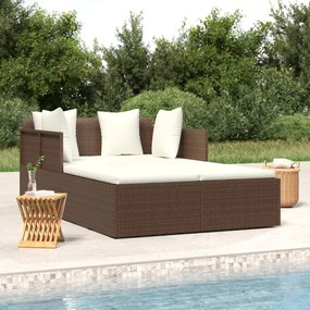 vidaXL barna polyrattan napozóágy párnával 182 x 118 x 63 cm