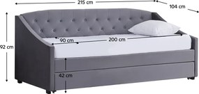 Kihúzható ágy, szürke, ALODA