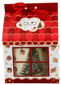 Karácsonyi fenyőfás porcelán bögre 400 ml házikó díszcsomagolásban Christmas Tree 3