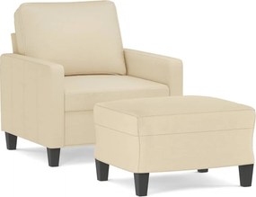 vidaXL krémszínű szövet kanapéfotel lábtartóval 60 cm
