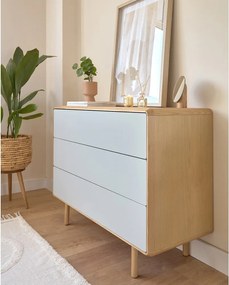 Szürke-natúr színű komód kőrisfa dekorral 99x78,5x42 cm Anielle – Kave Home