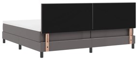 Boxspring Ágy Matraccal Szürkében, 200x200 cm, Műbőr.