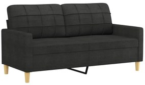 kétszemélyes fekete szövetkanapé 140 cm