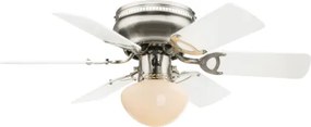 Globo 0307W Mennyezeti ventilátor, matt króm test, fehér lapátok, 3 fokozatú, 2 irányú forgás, húzókapcsolóval, ø760, H:280, exkl. 1xE27 60 W 230 V
