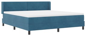 Boxspring Ágy Mattal Sötétkék 180x200 cm Bársonyos