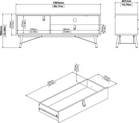 Natúr színű TV-állvány tölgyfa dekorral 150x60x40 cm Ry – Tvilum