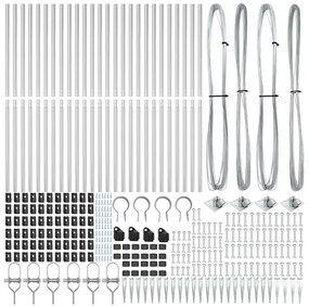 Kerítési Oszlopok Cövek Felszereléssel 26 db Ø32 mm 180 cm Horganyzott Acél